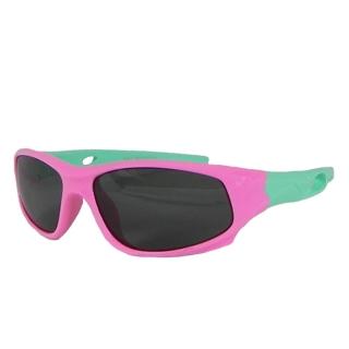 【Docomo】橡膠兒童運動墨鏡 高等級偏光鏡片 專業太陽眼鏡設計款 配戴超舒適 粉綠色(抗UV400)