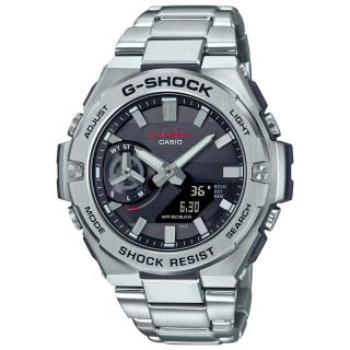 【CASIO 卡西歐】G-SHOCK 藍牙連線 碳核心防護 太陽能雙顯腕錶(GST-B500D-1A)