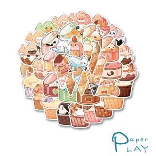 【Paper Play】創意多用途防水貼紙-可愛卡通小動物美食 40枚入(防水貼紙 行李箱貼紙 手機貼紙 水壺貼紙)