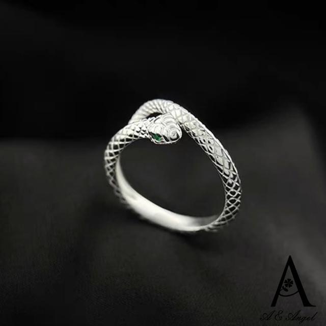 【ANGEL】靈蛇美女造型個性開口彈性戒指(銀色)
