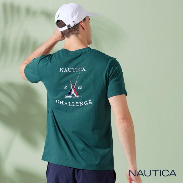【NAUTICA】男裝 時尚LOGO帆船刺繡短袖T恤(綠色)