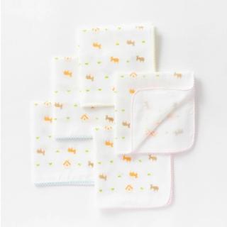 【日本OP mini】純棉紗布巾/手帕5件組 3色(日本製造 多用途 澡巾)