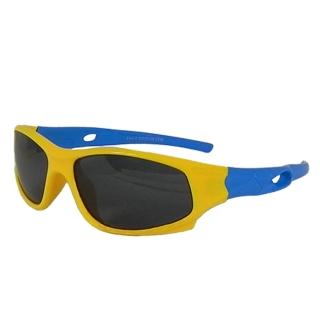 【Docomo】橡膠兒童運動墨鏡 高等級偏光鏡片 專業太陽眼鏡設計款 配戴超舒適(抗UV400 黃色)