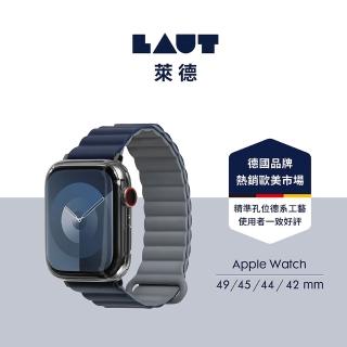 【LAUT 萊德】Apple Watch 42/44/45/49mm 撞色矽膠錶帶-藍