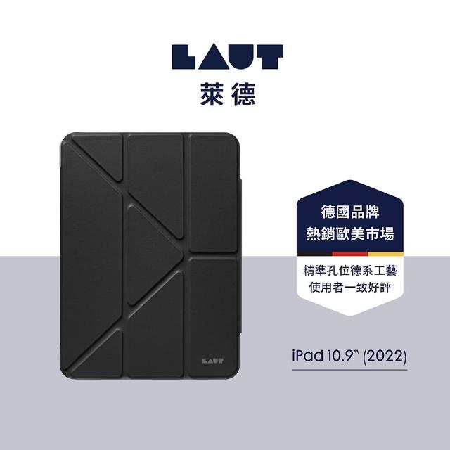 【LAUT 萊德】iPad 10.9吋（2022）透明背板多角度保護殼-黑(支援自動休眠喚醒)
