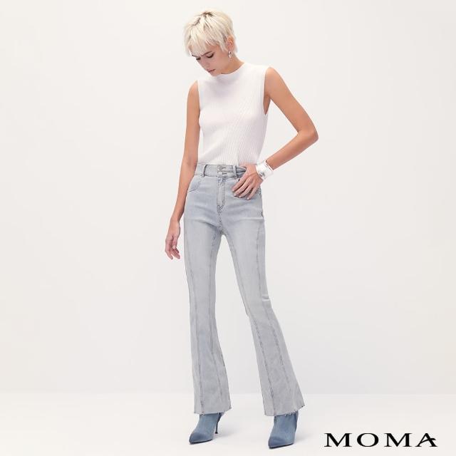 【MOMA】雙線微彈高腰牛仔喇叭褲(兩色)