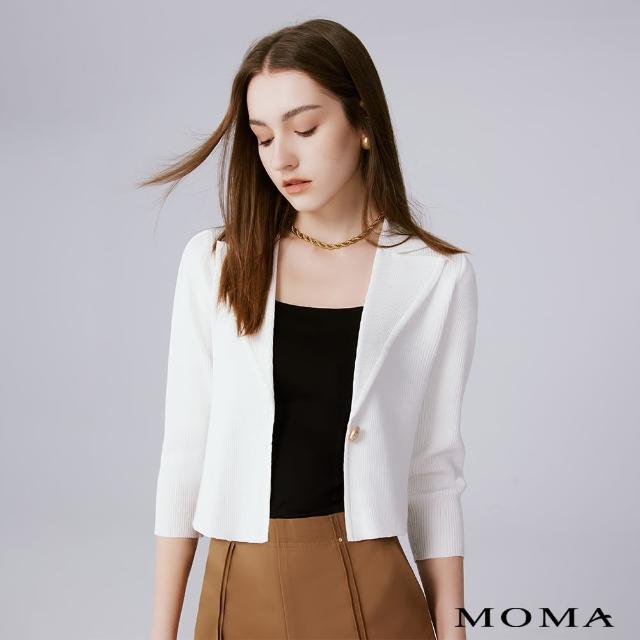 【MOMA】短版西裝領單釦針織外套(三色)