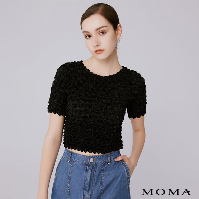 【MOMA】立體壓褶圓領上衣(三色)