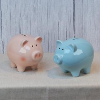 【YU Living 信歐傢居】陶瓷小豬存錢筒 撲滿(小尺寸/2款任選/藍色.粉色)