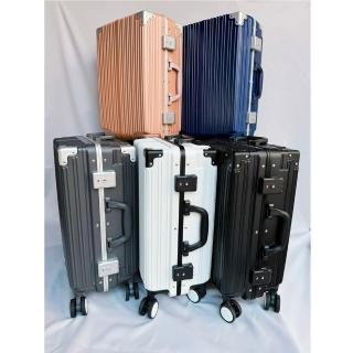 【WALLABY】28吋 極細復古鋁框行李箱 旅行箱 直角行李箱 登機箱 拉桿箱 海關鎖 滑順飛機輪