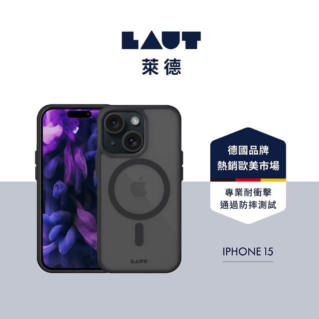 【LAUT 萊德】iPhone 15 磁吸簡約耐衝擊保護殼-霧黑(支援MagSafe功能)