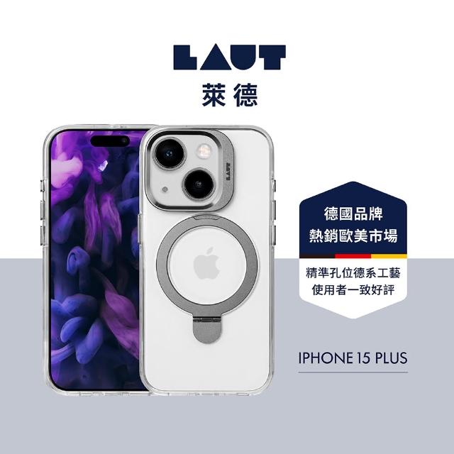 【LAUT 萊德】iPhone 15 Plus 磁吸支架保護殼-透明(支援MagSafe功能)