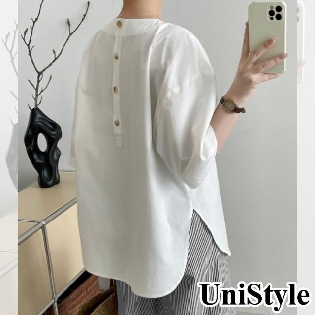 【UniStyle】五分袖襯衫 韓版後背鈕釦設計娃娃裝 女 WT5602(本白色)