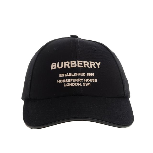 【BURBERRY 巴寶莉】經典品牌LOGO刺繡字母簡約棒球帽(黑色)
