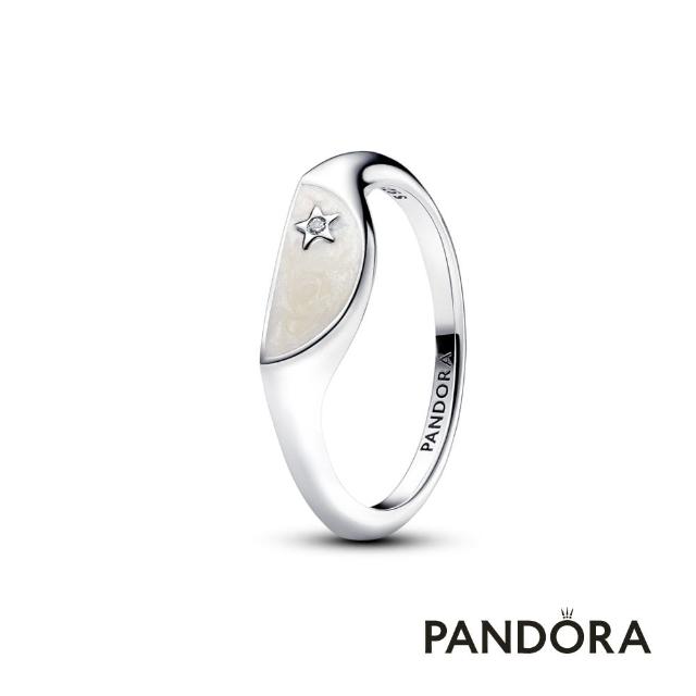 【Pandora 官方直營】Pandora ME 珠光白琺瑯半圓戒指