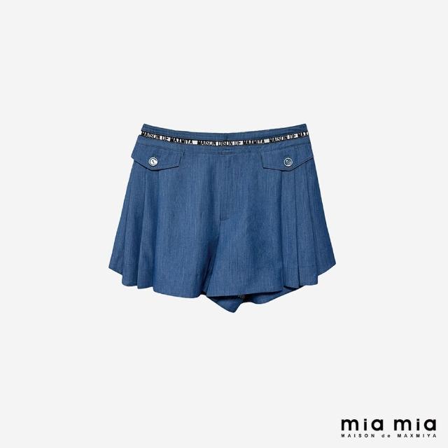 【mia mia】標語飾帶A字打褶短褲