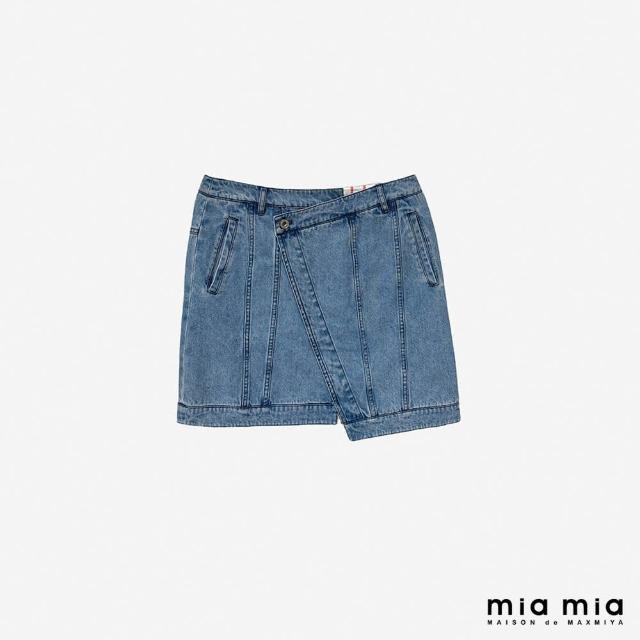 【mia mia】斜門襟剪裁牛仔短裙
