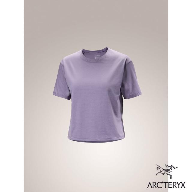 【Arcteryx 始祖鳥】女 Taema Crop Logo 快乾短袖圓領衫(藍香雜紫)