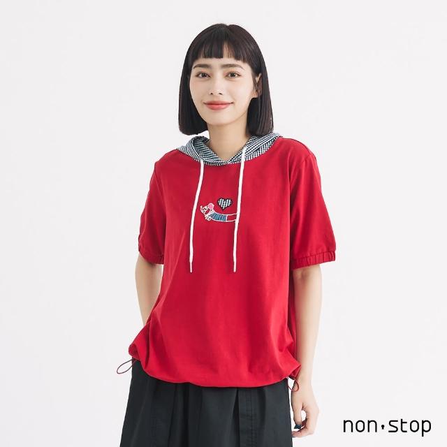 【non-stop】格紋配色連帽T恤-2色