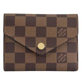 【Louis Vuitton 路易威登】N41659 VICTORINE 經典棋盤格紋零錢中短夾.紅邊(現貨)