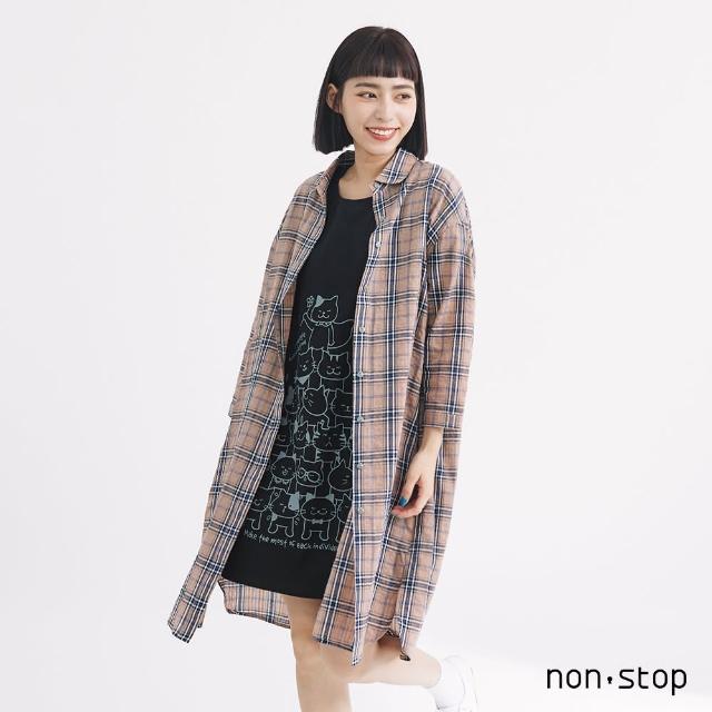 【non-stop】復古格紋襯衫領洋裝-2色