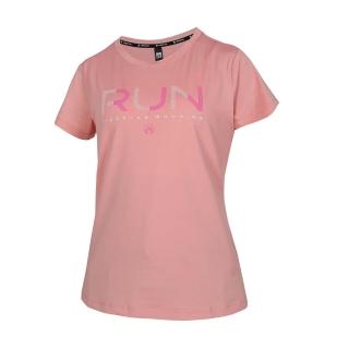 【FIRESTAR】女彈性印花短袖T恤-吸濕排汗 慢跑 上衣 休閒 運動 淺粉螢粉白(DL463-43)