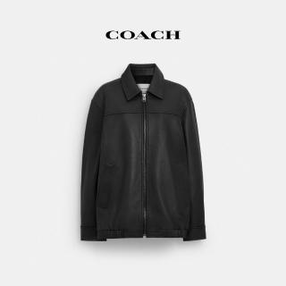 【COACH官方直營】寬鬆版皮革夾克-黑色(CQ829)