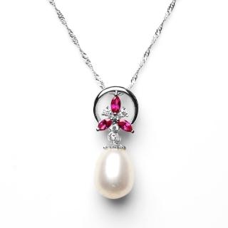 【寶石方塊】天然珍珠項鍊-10*14mm-925銀飾-N0381