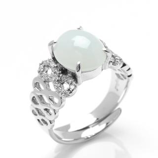 【寶石方塊】天然翡翠戒指-8*10mm-活圍設計-925銀飾-R0442