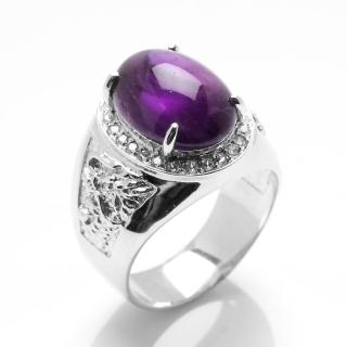 【寶石方塊】天然紫水晶戒指-12*16mm-925銀飾-R0451