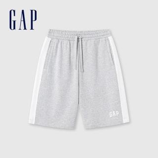 【GAP】男裝 Logo抽繩鬆緊短褲-灰色(465590)