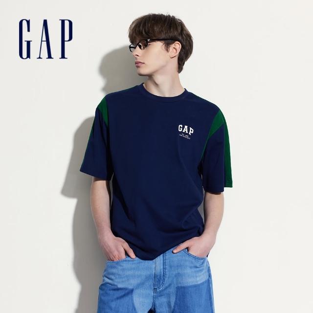 【GAP】男裝 Logo純棉印花圓領短袖T恤 親膚系列-海軍藍(465626)