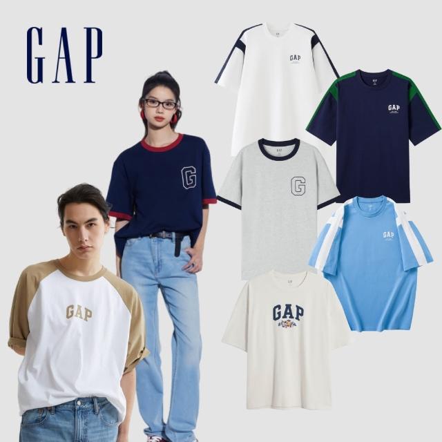 【GAP】男裝 Logo純棉印花圓領短袖T恤 親膚系列-藍色(465626)