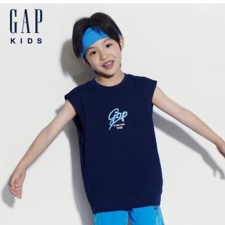 【GAP】男童裝 Logo純棉圓領背心-海軍藍(466266)