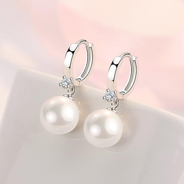 【Emi 艾迷】氣質經典優雅珍珠點鑽環繞 耳環 耳扣