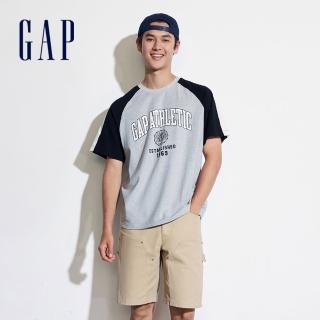 【GAP】男裝 Logo純棉印花圓領短袖T恤-灰色(465581)