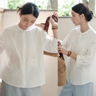 【設計所在】獨家高端限量系列 訂製日本100%高支有機紙感棉白襯衫上衣 ST2402101(S-L可選)