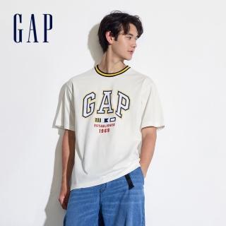 【GAP】男裝 Logo純棉印花圓領短袖T恤 親膚系列-白色(465443)