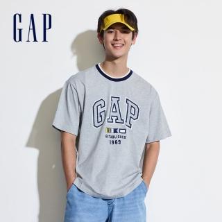 【GAP】男裝 Logo純棉印花圓領短袖T恤 親膚系列-淺灰色(465443)