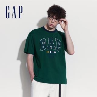 【GAP】男裝 Logo純棉印花圓領短袖T恤 親膚系列-綠色(465443)