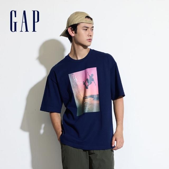 【GAP】男裝 Logo純棉印花短袖T恤 親膚系列-海軍藍(463239)