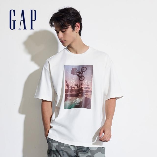 【GAP】男裝 Logo純棉印花短袖T恤 親膚系列-白色(463239)