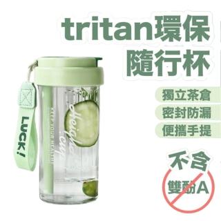 【Light Live】Tritan材質密封防漏保溫杯 保溫瓶 隨行杯 環保杯 透明水壺(600ml 獨立茶倉附吸管)