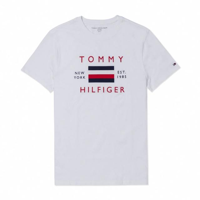 【Tommy Hilfiger】TOMMY 經典刺繡大Logo圖案短袖T恤-白色(平輸品)