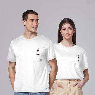 【moz】瑞典 口袋駝鹿 舒適 冰河棉 100%純棉 涼感 彈力T恤-經典白 女款(亞洲版)