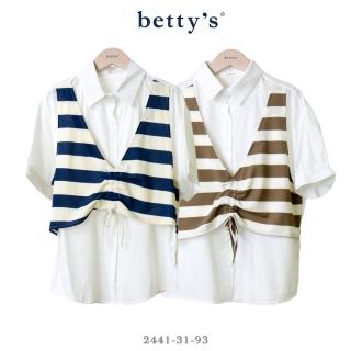 【betty’s 貝蒂思】假兩件條紋抽繩襯衫(共二色)