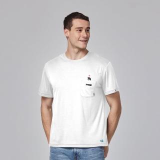 【moz】瑞典 口袋駝鹿 舒適 冰河棉 100%純棉 涼感 彈力T恤-經典白 男款(亞洲版)