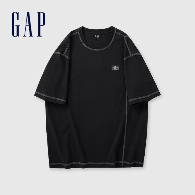 【GAP】男裝 純棉圓領短袖T恤-黑色(497895)