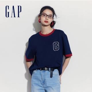 【GAP】男裝 Logo純棉圓領短袖T恤-海軍藍(502314)