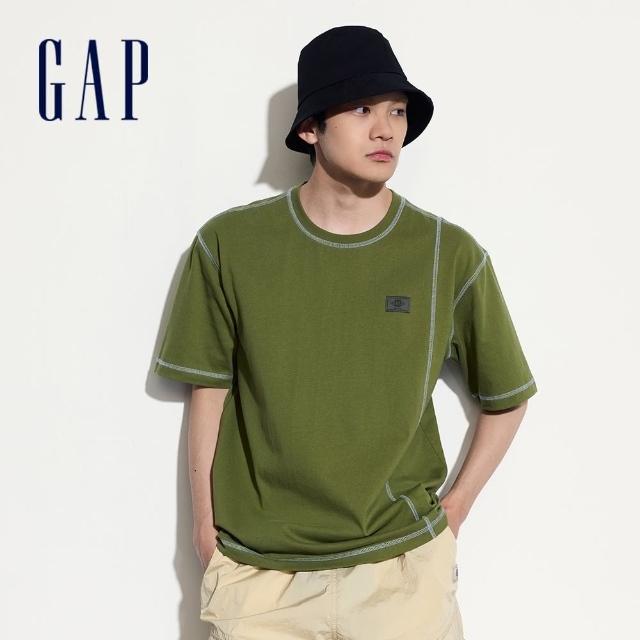 【GAP】男裝 純棉圓領短袖T恤-綠色(497895)